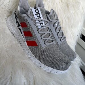 Adidas Gray Kaptir 2.0 Men’s Athletic Shoes With Red Accent Stripes